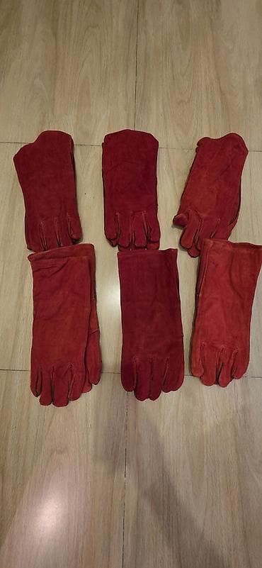 qar kuresi: Məhsul: Uzun manjetli istiliyədavamlı dəri əlcəklər (qırmızı rəngdə) — 1