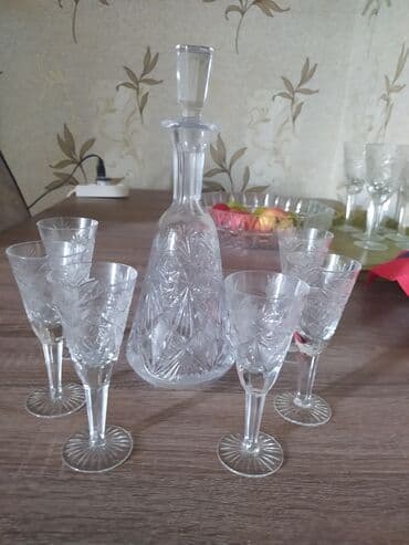 qab desti: Rümkalar, rəng - Ağ, Xrustal, 6 ədədli dəst, Çexiya — 1