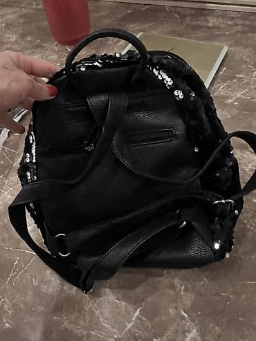 Çantalar: Qadın çanta və bel çantası dəsti 1) Açıq mavi bucket tipli çanta - — 3