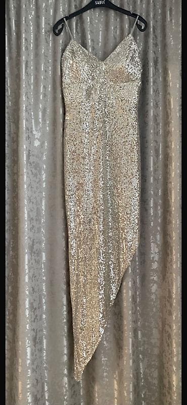 Parlaq payetli gecə/libas - Rəng: şampan/qızılı metallik - Dizayn