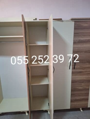 шкаф в зал: Düz dolab, Yataq otağı üçün, Paltar üçün, Açılan, Korpuslu, 3 qapılı — 2