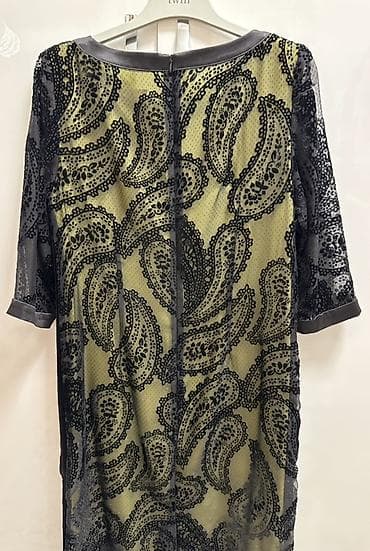 Şəxsi əşyalar: Şık qadın paltarı – ikiqatlı dizayn, atlas detallar və məxməri naxış — 2