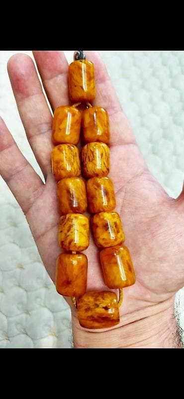 Сумки: Qədimi iri daslı zebra yağ bal kəhrəba təsbeh təcili satılır real — 1