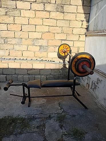 mini disk: Ştanqa dəsti və skamya - Dəmir konstruksiyalı ştanqa skamyası: sinə — 2