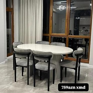 stul oturacaq: Masa və stul dəsti - Dəst: masa + 6 stul - Forma: oval və ya — 9