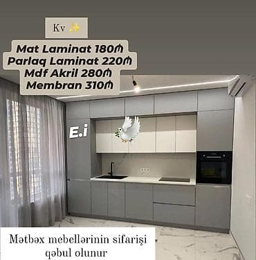 mdf akril: Mətbəx mebellərinin sifarişi • Dizayn: Minimalist və funksional düz — 1