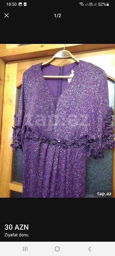 don sekilleri: Ziyafət donu – bənövşəyi rəngdə, parıltılı (simli) parçadan. Uzun — 1