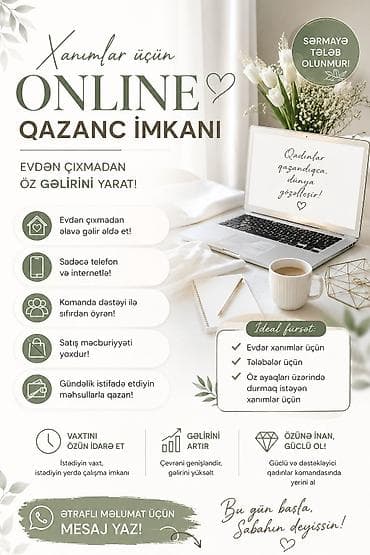 qrafik dizayn: Xadimə tələb olunur, İstənilən yaş, Təcrübəsiz, Dəyişən qrafik, Aylıq ödəniş — 1