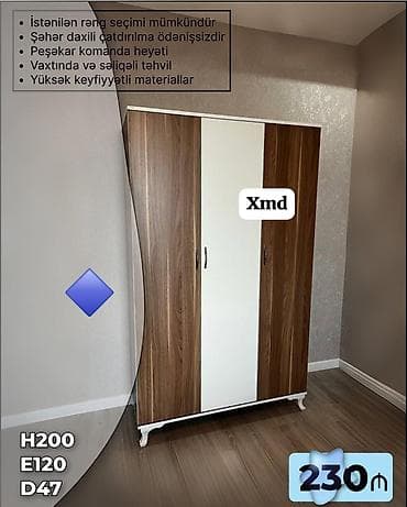 künc dolab: Yeni, 3 qapılı, Rəngli, Digər material, Açılan, Düz dolab — 1