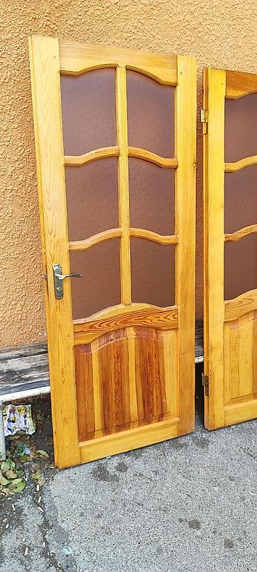 qapi: Taxta şüşəli otaq qapıları - Material: təbii ağac (şam teksturası — 5