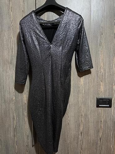 qisa don: Metallic effektli kokteyl/libas - Rəng: tünd boz (metallic parıltılı) — 1