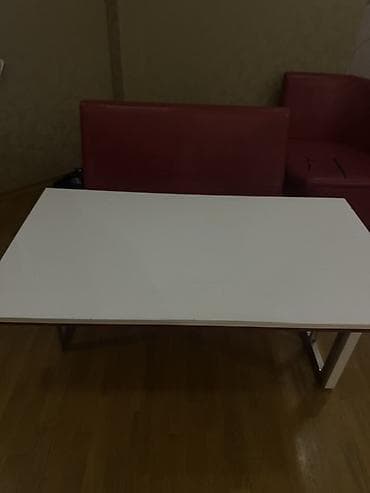 kündür: Qırmızı rəngli künc oturacaq + uzun oturacaq və ağ masa dəsti - Dəst — 5