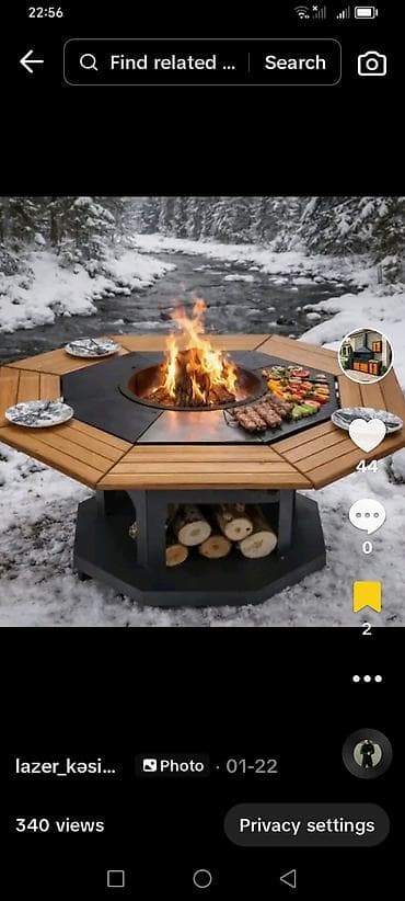 qapi ustu asmalar: Məhsul: Metal konstruksiyalı usta masası və açıq məkan üçün od ocaqlı — 2