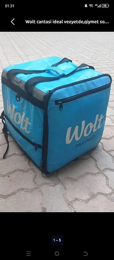 Wolt çatdırılma çantası - Brend: Wolt Partner - Rəng: mavi - Tip — 1