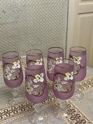 Qədəhlər, rəng - Bənövşəyi, Şüşə, 6 ədədli dəst