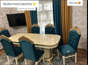 Stullar: Qonaq otağı üçün, Açılmayan, Dördbucaq masa, 6 stul — 1