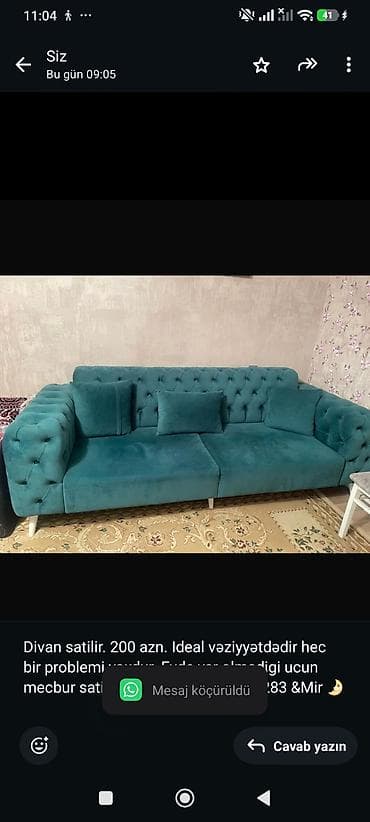 divan satisi: Divan satilir. 200 azn. Ideal vəziyyətdədir hec bir problemi yoxdur — 1