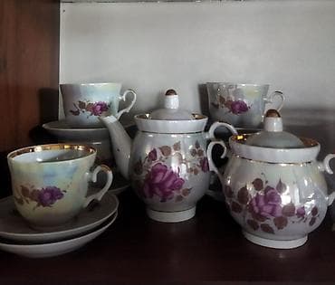 dekor: Çay dəsti, rəng - Ağ, Farfor — 1