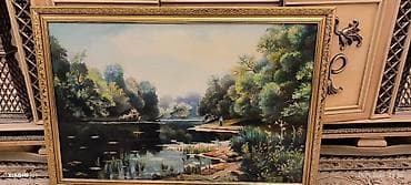 Kitablar və jurnallar: Yağlı boya mənzərə tablosu - Mövzu: sakit çay kənarı və meşə — 1