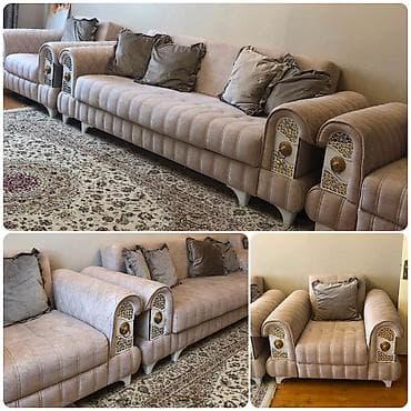 ✔️500 man(Masazir). Divan+ 2 kreslo. Səliqəli işlənib.Divan açılır