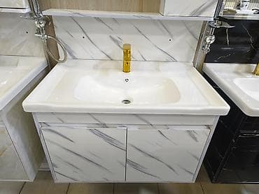Mərmər naxışlı vanna otağı şkafı və lavabo dəsti - Material: yüksək