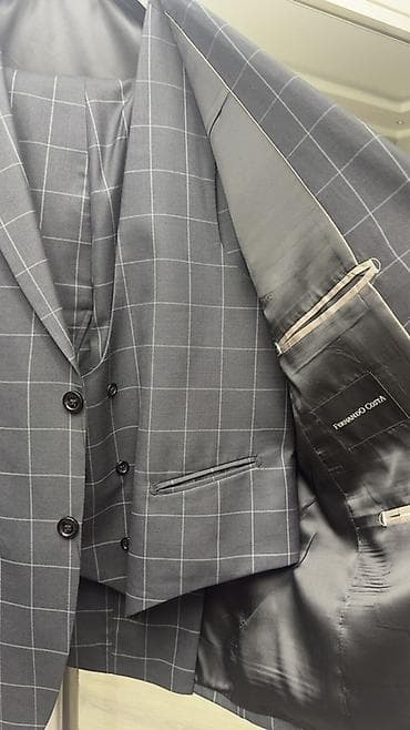 Plaşlar: Kişi kostyum dəsti – 3 parça - Rəng: tünd boz-olcu-54-56 - Naxış: incə — 4