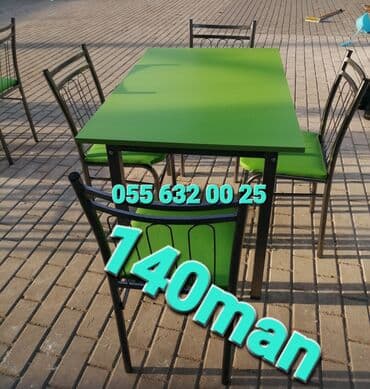 bağça üçün: Yeni, Kvadrat masa, Açılmayan, Stullar ilə, Dəri — 27