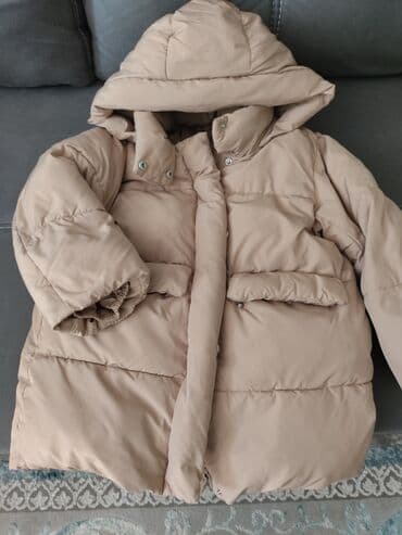 uşaqlar üçün kapüşonlu jiletkalar: ZARA uşaq qış gödəkçəsi - Ölçü: 6-7 yaş, 120 sm - Rəng: bej - Model — 1