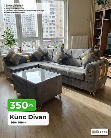 Künc Divan – 260×160 sm - Mexanizm: açılan, bazalı (yataq funksiyalı — 1