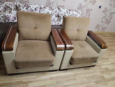 isti: Krem-qəhvəyi rənglərdə oturma dəsti - Tərkib: 1 ədəd 3 yerlik divan + — 8