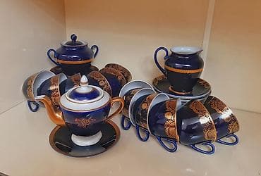 cay: Çay dəsti, rəng - Göy, Farfor, 12 nəfərlik — 1
