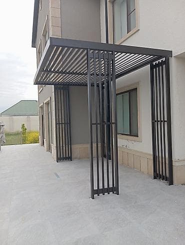 Metal pergola – fasad üçün müasir kölgəlik konstruksiyası - Material — 2
