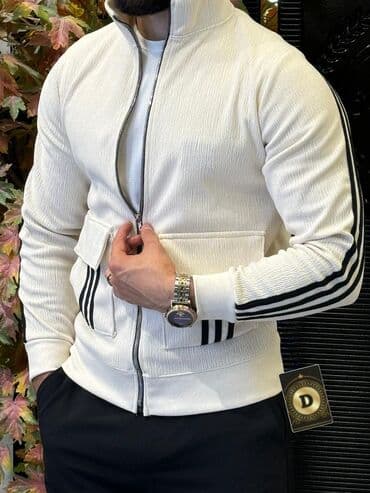 флисовые мужские спортивные костюмы: Kişi üçün gündəlik sport stil kurtka - Model: fermuarlı, dik yaxalı - — 3
