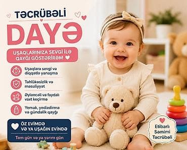 bağcada dayə vakansiya: Təcrübəli dayə xidməti Uşaqlarınıza sevgi ilə qayğı göstərirəm: - — 1