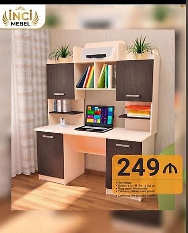 Ev və bağ: İnci Mebel iş masası - Ölçülər (yaklaşık): Genişlik 2.30 m, Hündürlük — 1
