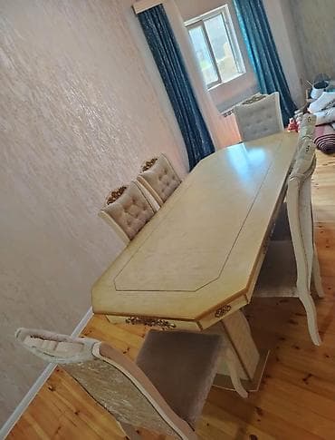 Qonaq otağı üçün, İşlənmiş, Oval masa, 6 stul