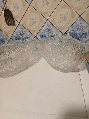 sufreler: Şüşə/kristal qab dəsti - 2 ədəd dekorativ şüşə (kristal tipli) qab - — 1