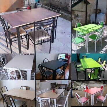 стеклянный стол: Новый, Квадратный стол, 4 стула, Нераскладной, Азербайджан — 19