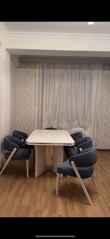 stul 2 el: Qonaq otağı üçün, İşlənmiş, Açılmayan, Dördbucaq masa, 6 stul — 1