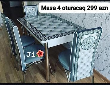 Mətbəx/dinəl otağı üçün masa və 4 ədəd stul dəsti. - Dəst: 1 masa + 4 — 1