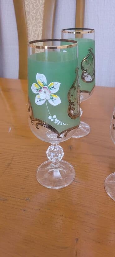 stəkan altı: Stəkanlar, rəng - Yaşıl, 6 ədədli dəst, 200 ml, Çexiya — 2