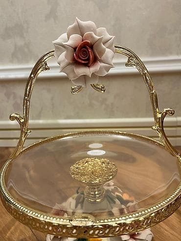 gold pişik: Tort və şiriniyyat qabı, rəng - Qızılı, Xrustal, İtaliya — 4