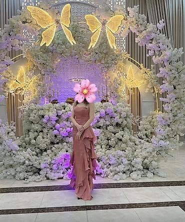 uzun etek: Şaftalı/terrakota rəngində zərif gecə/libas - Model: Uzun, baldırdan — 2