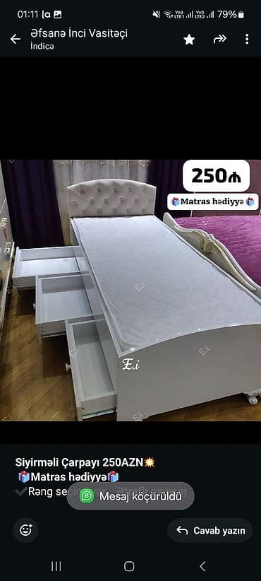 *Siyirməli Çarpayı 250AZN💥* *🎁Matras hədiyyə🎁* ✔️Rəng seçimi var lalafo.az -da *Siyirməli Çarpayı 250AZN💥* *🎁Matras hədiyyə🎁* ✔️Rəng seçimi var