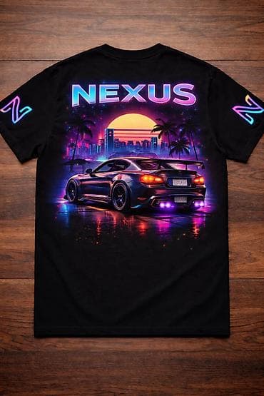 yeni il koynekleri: NEXUS temalı uniseks t‑shirt - Rəng: qara - Arxa dizayn: neon — 1