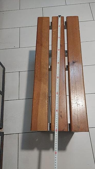 Metall karkaslı taxta oturacaq/skamya - Dizayn: loft üslubunda, düz — 3