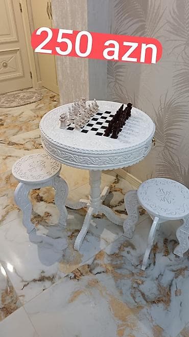 şahmat kitabı pdf yukle: Şahmat masası dəsti - Klassik naxışlı, dairəvi dizaynlı ağ şahmat — 1