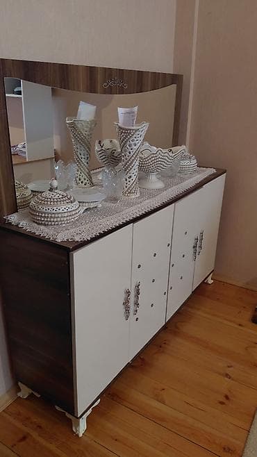 буфет мебель: Qonaq otağı üçün vitrin və bufet dəsti - Tərkib: 3 hissədən ibarət — 2