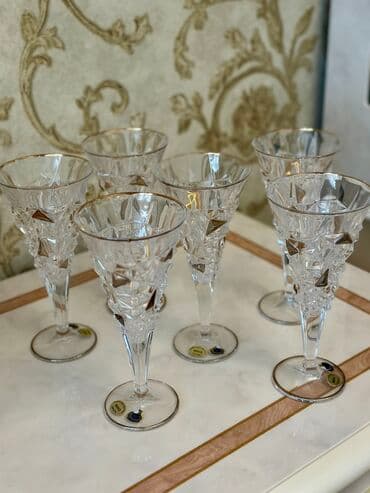 qab dəstləri: Qədəhlər, Xrustal, 6 ədədli dəst, Çexiya — 4