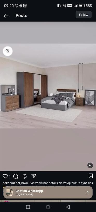 Yataq otağı dəstləri: İkinəfərlik çarpayı, Dolab, Yeni — 3